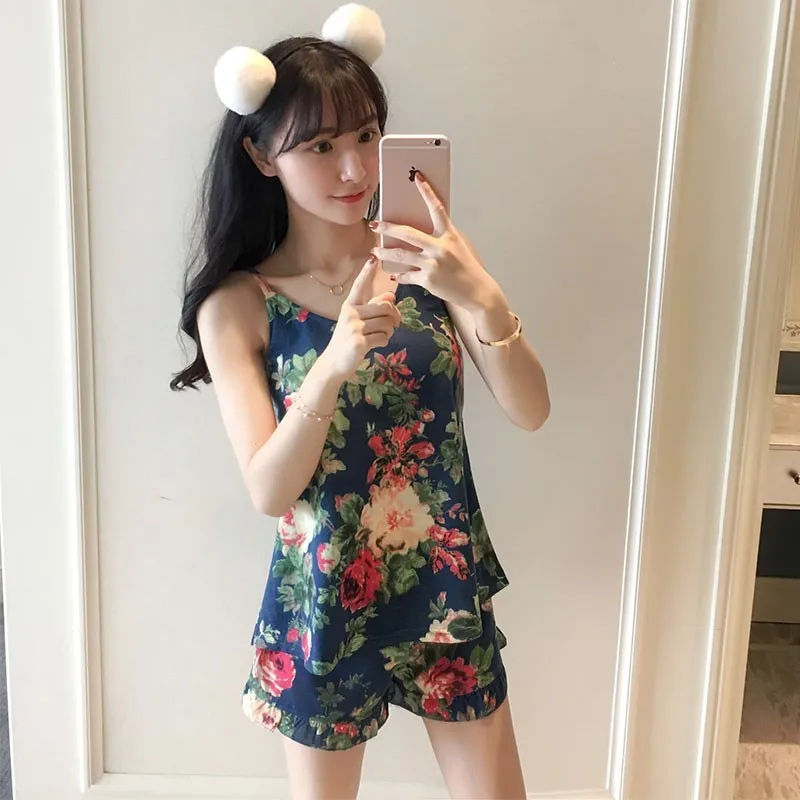 2020 милые летние Пижамные комплекты с принтом для женщин женское сексуальное