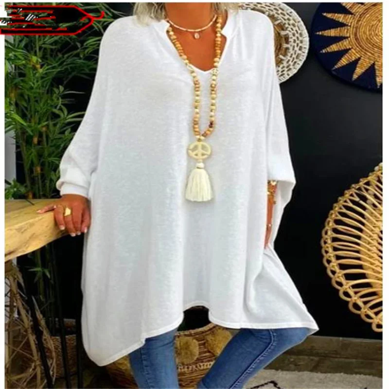 

Блузка Женская Офисная однотонная с V-образным вырезом и длинным рукавом