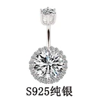 Женское серебряное кольцо для живота, украшение с кубическим цирконием, пирсинг для пупка