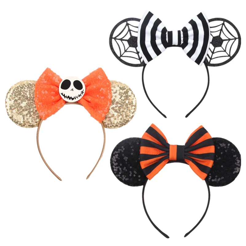 

10pcs/lot Creative Glitter Sequin Bow Mouse Ears Hairbands For Girls Princess Hair Hoop Halloween Cosplay Party Hair Accessories
