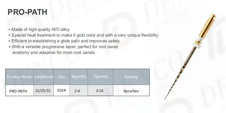 

6pcs/pack Dental Endo Files Gold PATH Files 016 Heat Activation for Endodontics Dental Drills
