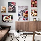 Торт Мороженое хлеб кофе, Wall-Art Холст Для Живописи Плакаты и принты настенные картины для ресторана выпечки кофе магазин Декор