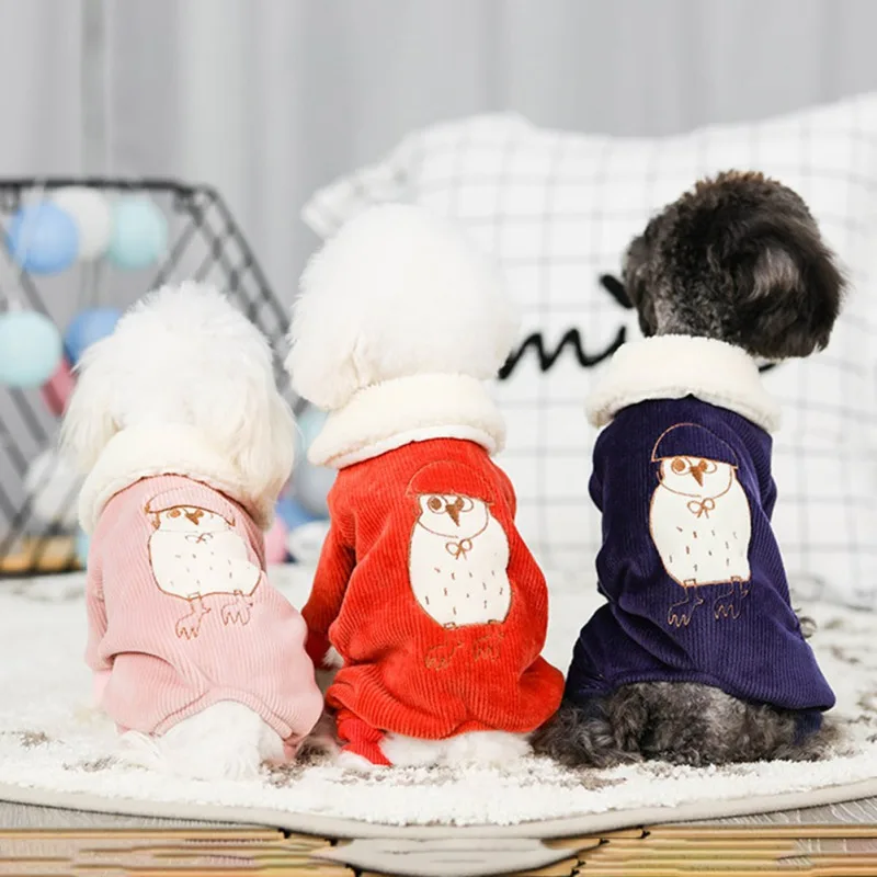 

Осенне-зимнее вельветовое теплое мягкое и удобное хлопковое пальто с изображением собаки