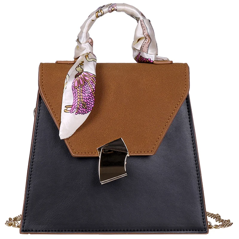 

Vintage Fashion Female Ribbon Tote Bag 2020 New Quality PU Leather Women's Designer Handbag Lock Chain Shoulder Messenger Bag