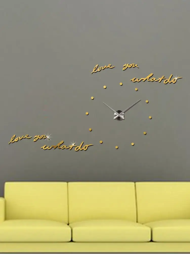 Современные большие настенные 3d-часы с зеркальной поверхностью Самоклеящиеся