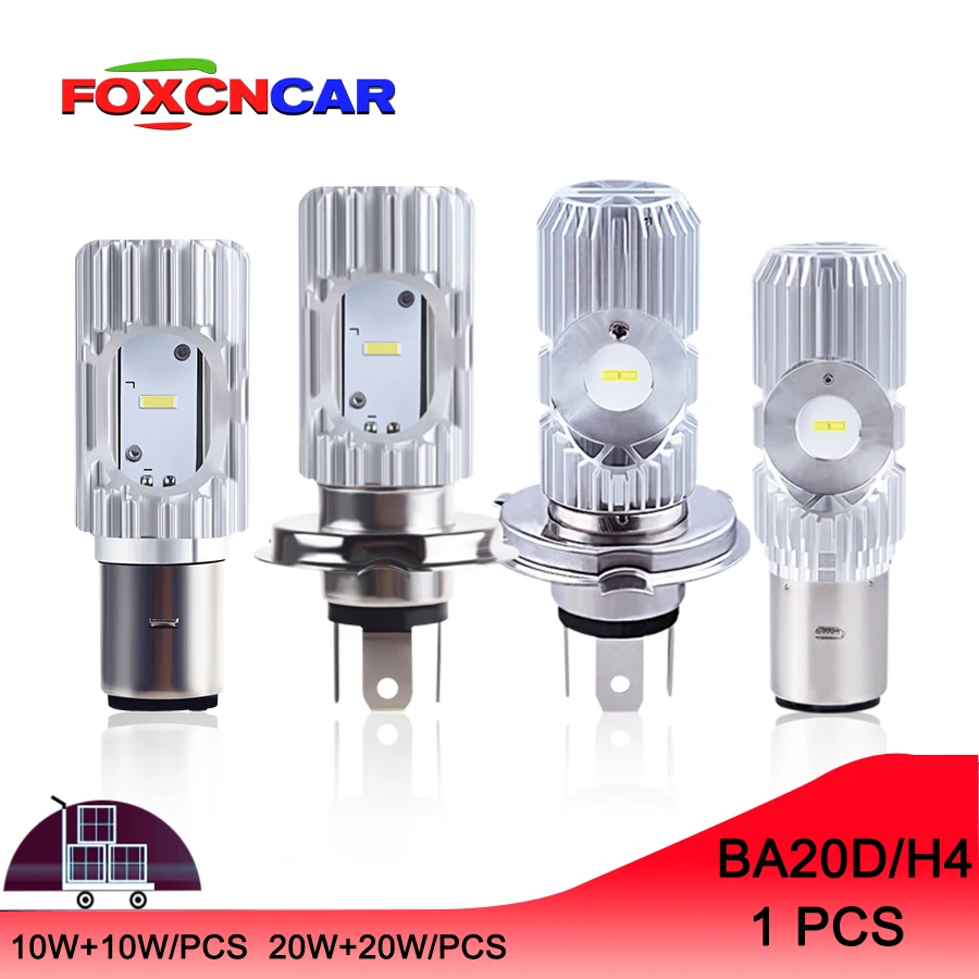 20W 40W Led moto rcycle фара скутер лампа H4 Ba20d 6500k свет вездеход мотоцикл rbike аксессуары фары Led para moto 12-24V