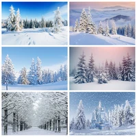 laeacco winter white forest mountain sky natural landscape christmas photo background photographic backdrop for photo studio