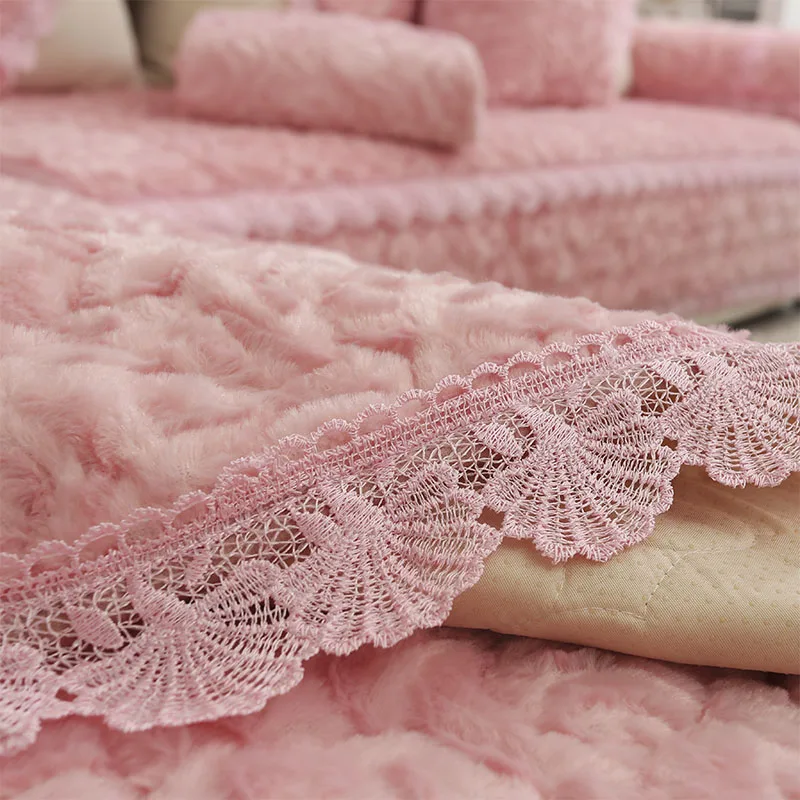 Плюшевый чехол для дивана наволочка однотонная Нескользящая Толстая Подушка