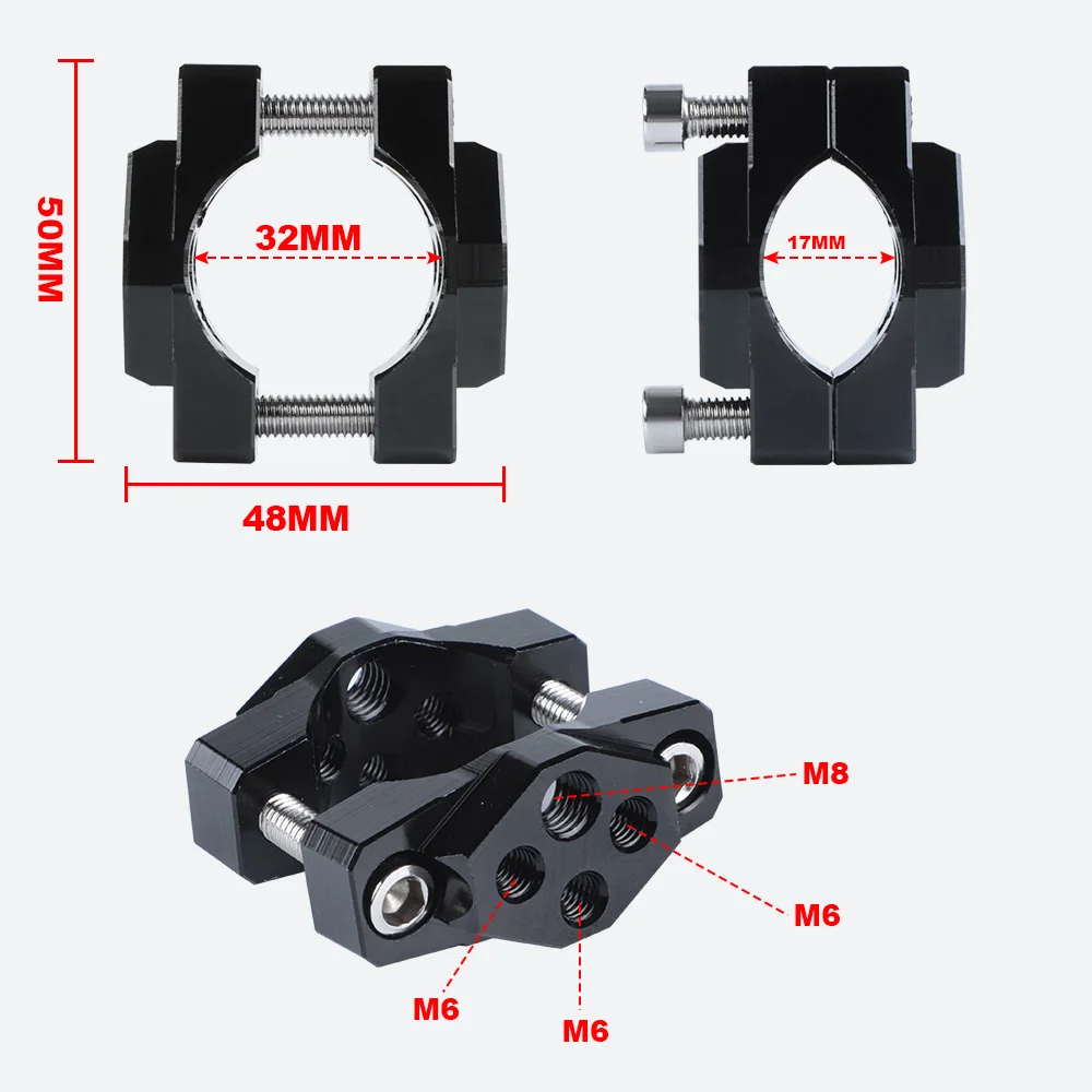 1pc Motorcycle Stent 17-32mm Bracket Bumper Clamp Auxiliary Spotlight headlight Clip Light Decoration Modification Accessories - купить по