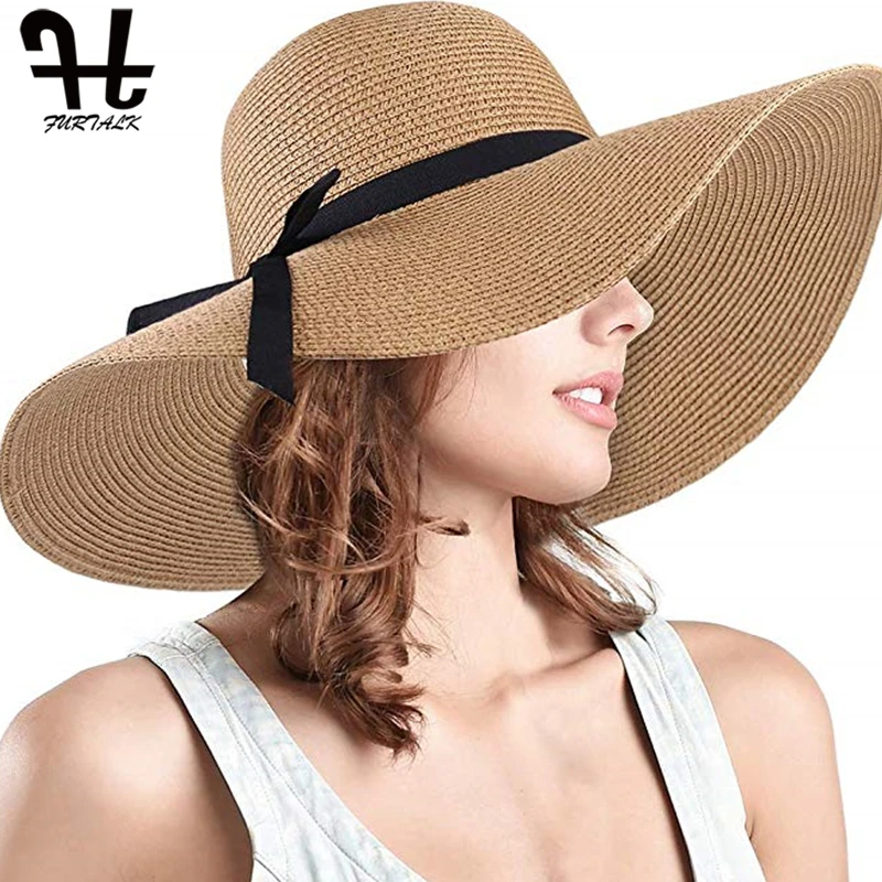 FURTALK Летние Соломенные Шляпы для Женщин Мода Дизайн Женщины Beach Sun Hat с Складной
