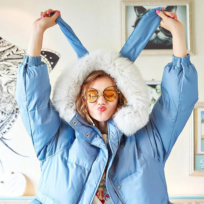 2019 зимние толстые пуховики с меховым воротником женские милые теплые длинные