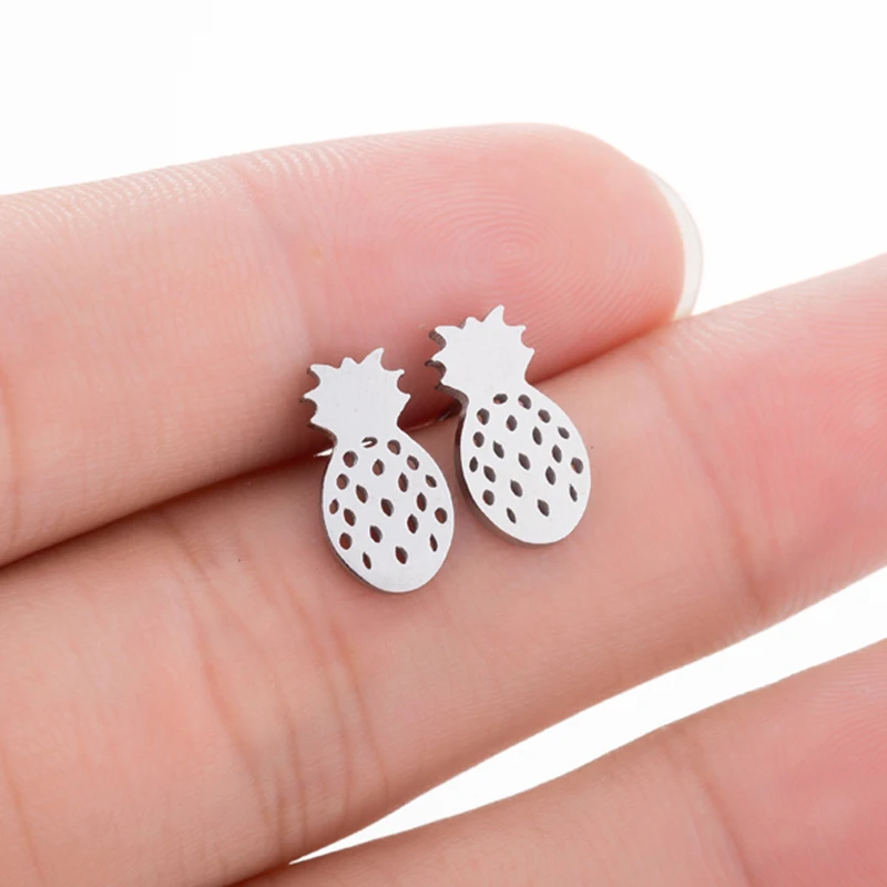 Серьги гвоздики Sasusp из нержавеющей стали с рисунком золотистые черные розовые