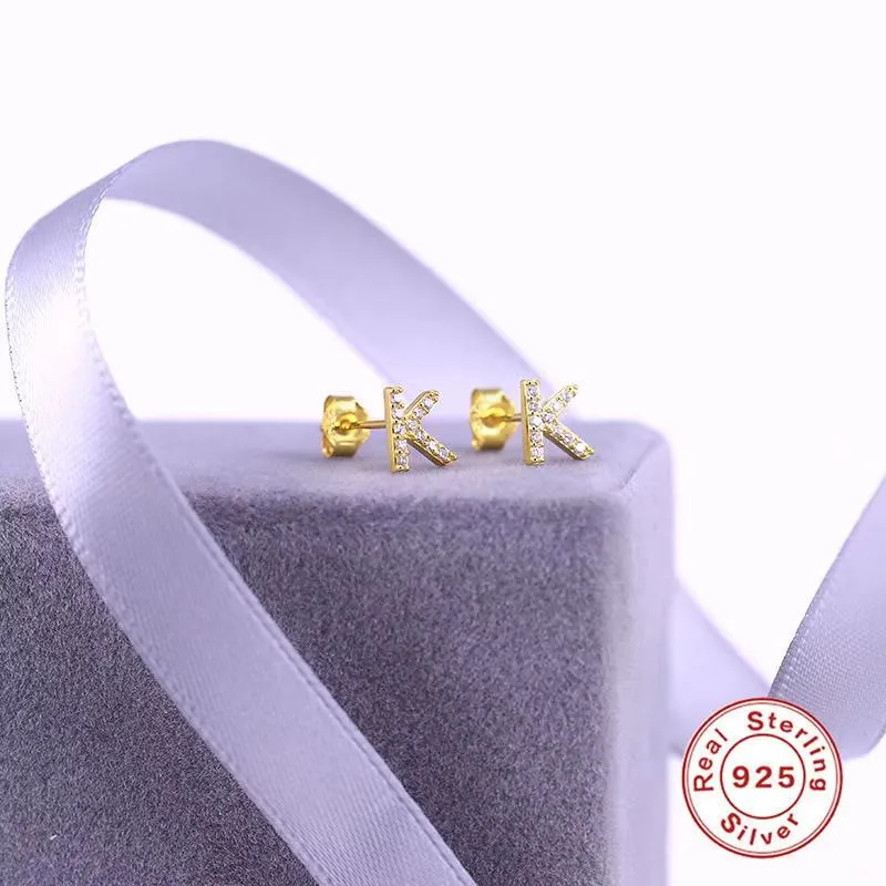 

1Pairs S925 A-Z Letter Stud Earrings For Women Fashion 26 Geometric Alphabet Earrings Jewelry Anniversary Gifts