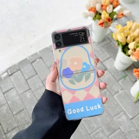 fashionable good luck fresh flowers pattern pc case for for samsung galaxy z flip3 5g