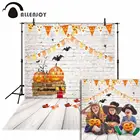 Allenjoy Хэллоуин фон для детей Тыква белый кирпич Фотообои