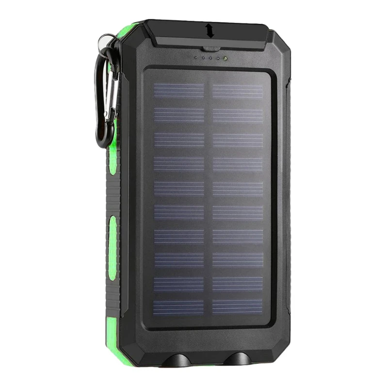 KX4A Solar Charger 20000mAh Portable Solar Power Bank, Camping External Backup Battery Pack Dual USB Outputs & Flashlights