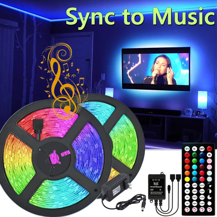 

Music Sync Led strip waterproof RGB led tape light 10m Flexible Neon lights for bedroom Stairs led lights decoration for wall