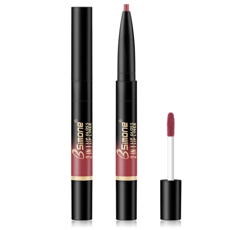 Двусторонний матовый блеск для губ водостойкий антипригарный автоматический