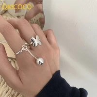 qmcoco silver color butterfly rings ins fashion creative tassel ball pendant elegant party jewelry gifts for women