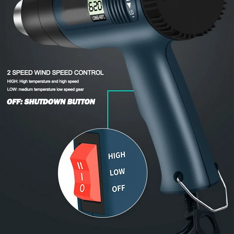 2000 Вт цифровой дисплей с регулируемой температурой горячего воздуха