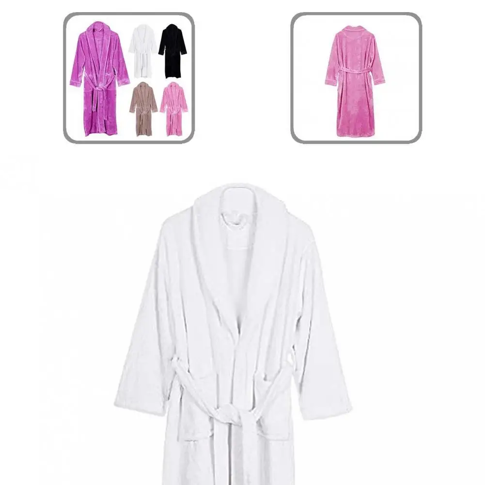 

Одежда для сна шикарный халат до середины икры с поясом осенне-зимний банный халат однотонный для семьи