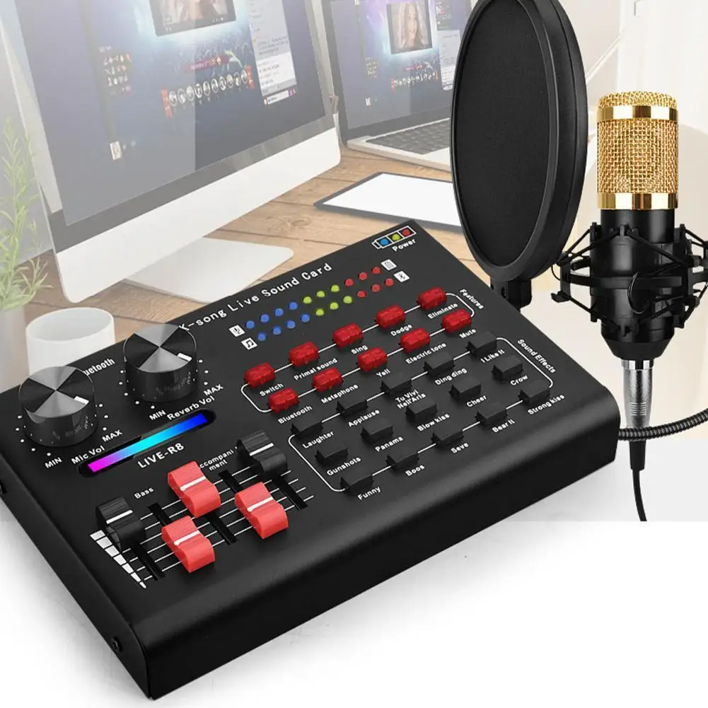 

R8 Live Sound Card Set Microphone Singing National Song Equipment K Artifact Computers Of Mobile Full Set G9W3
