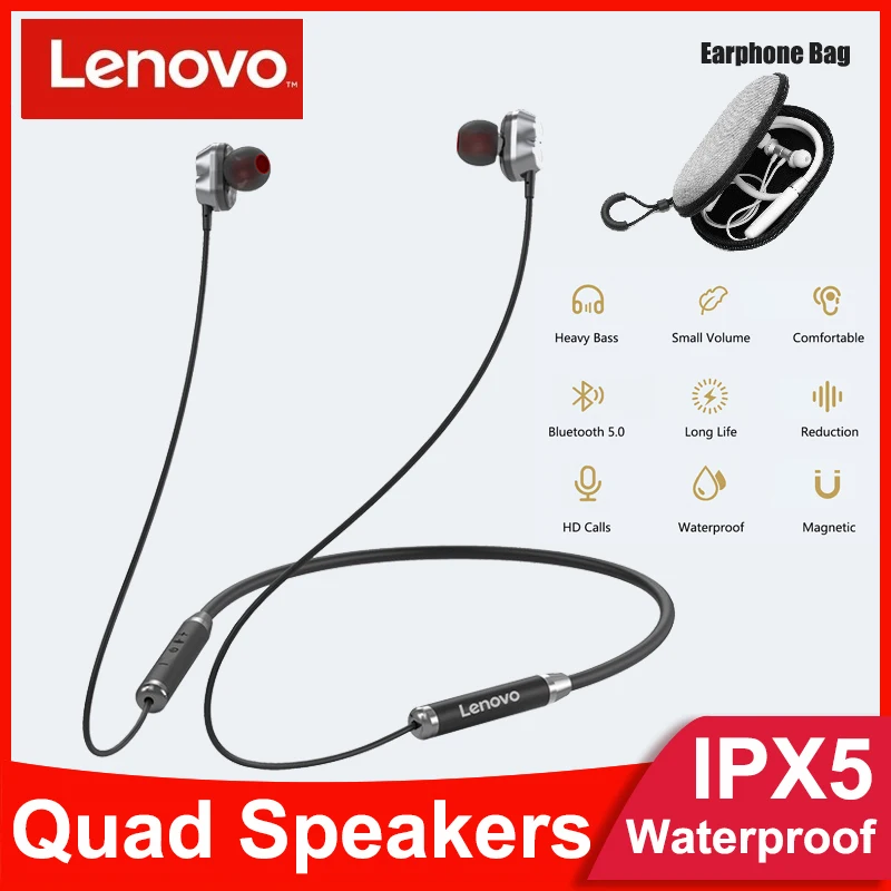 Bluetooth наушники Lenovo HE08 4 динамика с микрофоном|Наушники и гарнитуры| |
