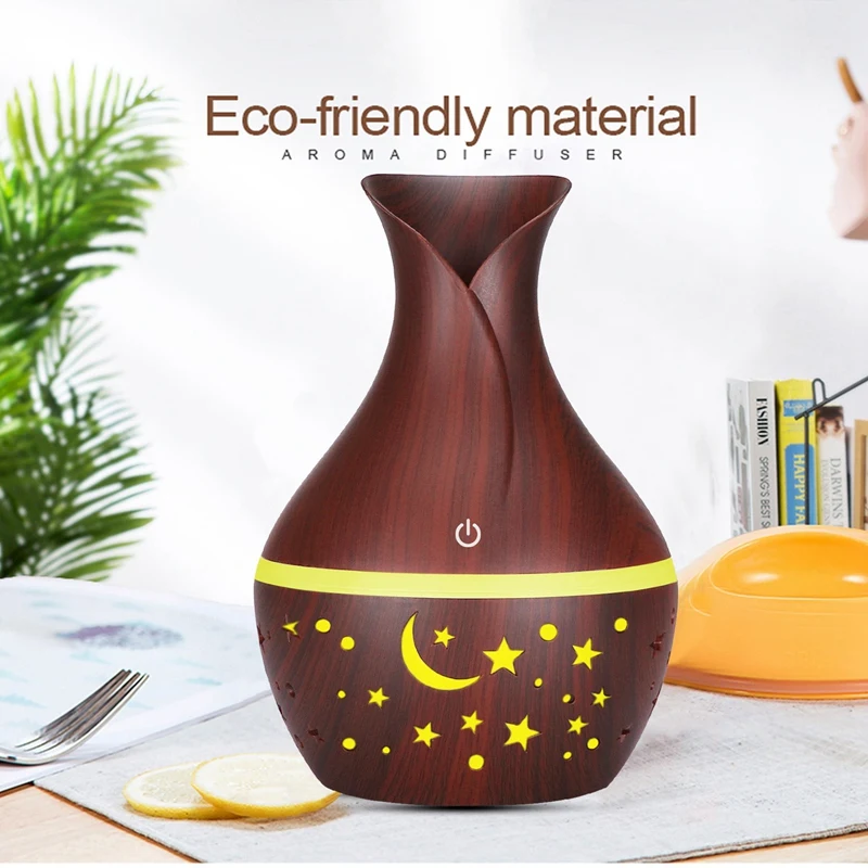 

USB Air Humidifier Essential Oil Diffuser Ultrasonic Household Aroma Diffuser Aromatherapy Mist Maker with Color Light Deep Wood