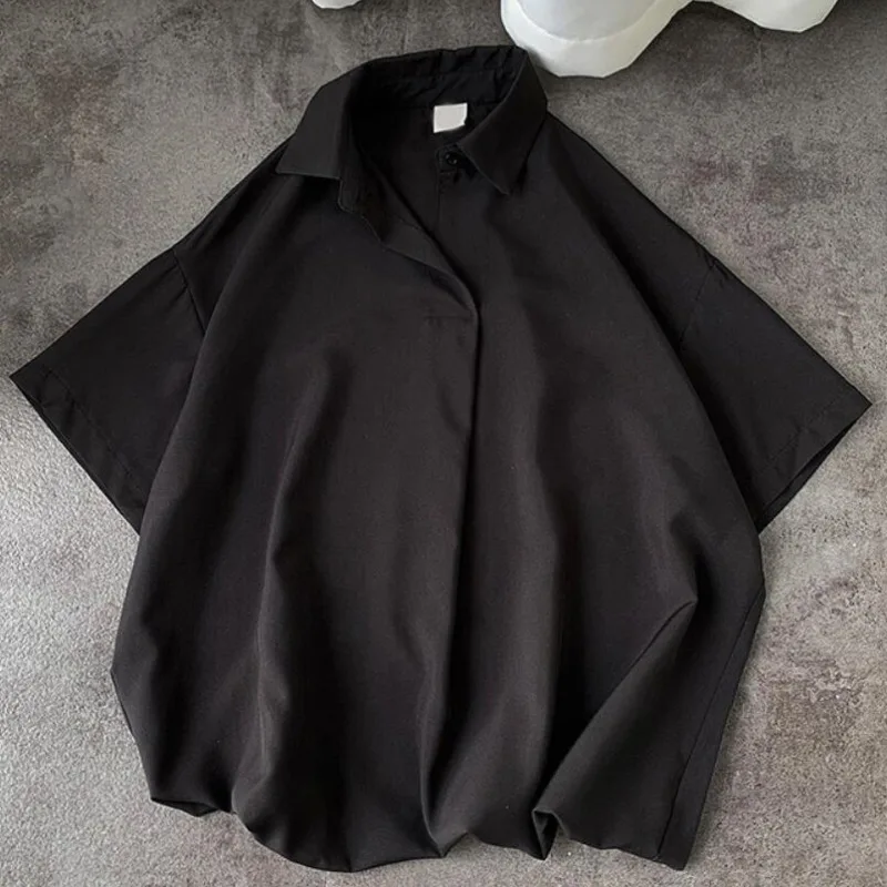 

Summer Short Sleeve Shirt Men's Fashion Green Black White Casual Shirt Men Korean Loose Pullover Shirt Mens Dress Shirt M-3XL