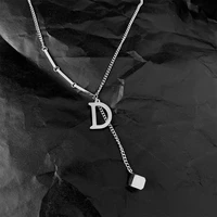 stainless steel d pendants necklaces for women fashion rose gold color letter necklace brand jewelry colar