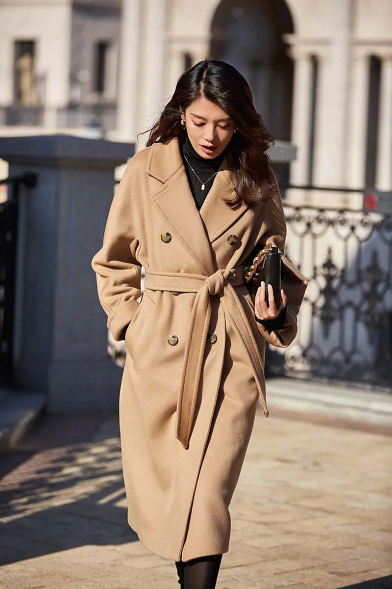

classic coat double-faced cashmere coat woolen coat female wavy cashmere coat winter coat women