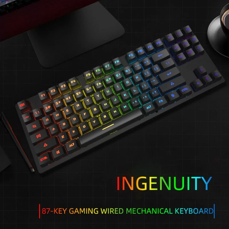 USB-клавиатура Механическая Проводная с RGB-подсветкой 82 клавиши/84 клавиши/87 клавиш