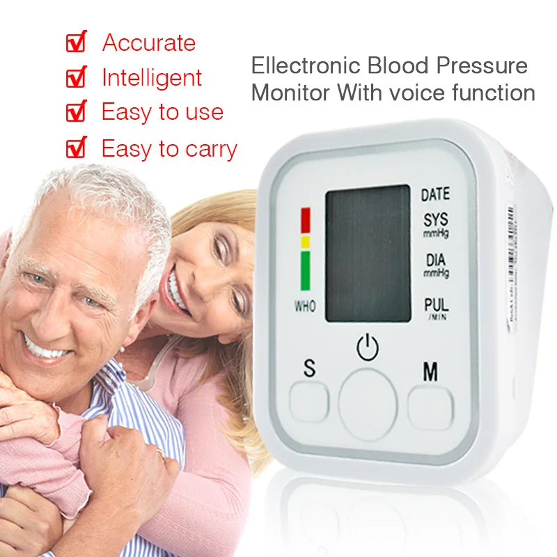 Smart Voice Digital Pulse Arm Blood Pressure Monitor Tonometer Pressuring Household Sphygmomanometer Apparatus Measuring | Красота и
