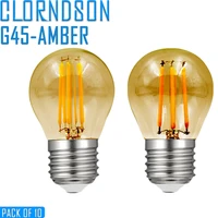 pack of 10 dimmable g45 amber golf ball bulbs 2w 8w led e27 e26 vintage retro110v 220v filament chandelier lighting lamp