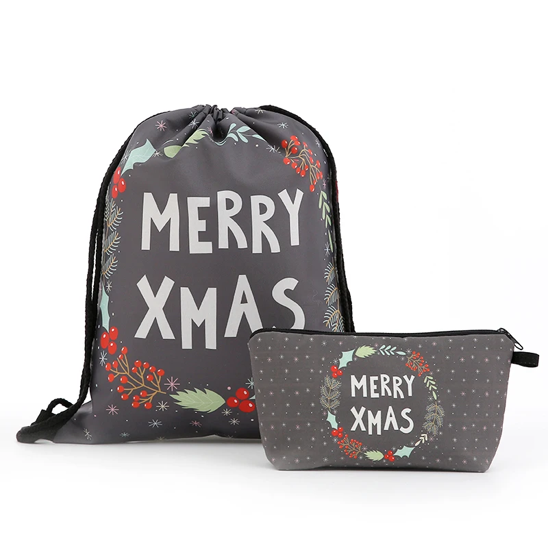 

drawstring Christmas Cosmetic Suit Backpack drawstring fashion printing travel softback men bags unisex Women's shoulder Bag new