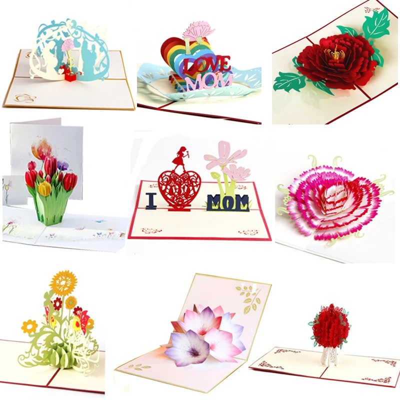 3D подарок ко дню матери открывашка бумажная открытка на день рождения свадьбу