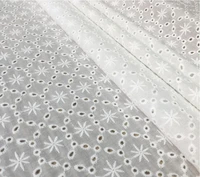 1 yard retro style flower cotton eyelet fabric in off white for girl dress overlay curtains home decor 53 wide