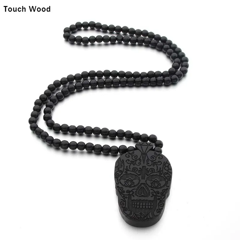

Wooden Pendant skull Street Dance Necklace Hip Hop Jewelry
