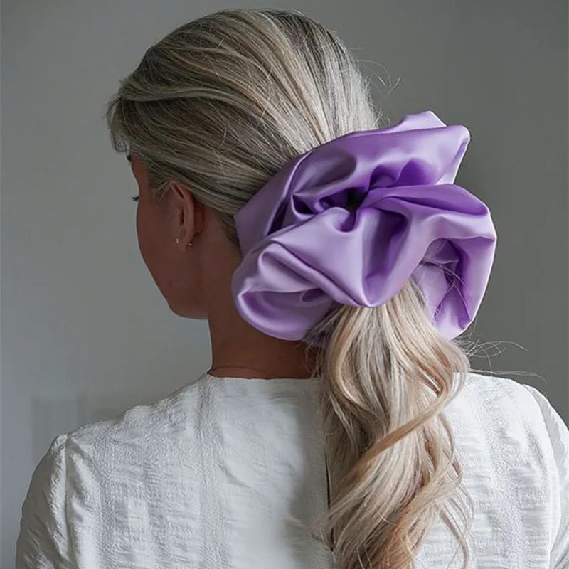 

Резинка для волос шифоновая однотонная для девочек, крупная эластичная заколка для хвоста, 19 см, аксессуар на голову