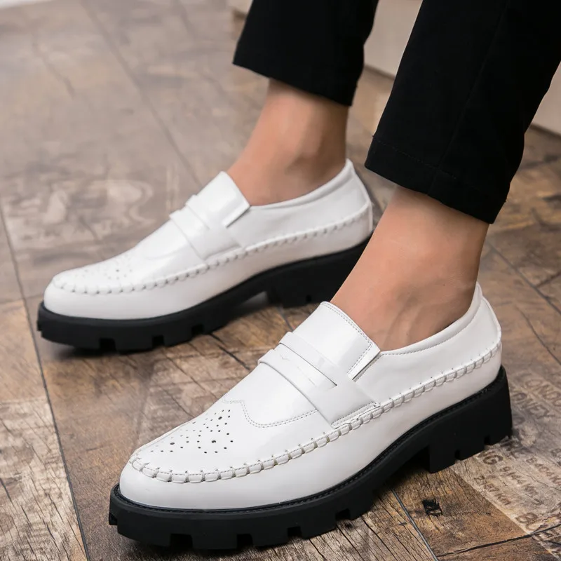 Men's Leather Casual Shoes NEW Non-Slip Thick Sole Business Designer Loafers Luxury Breathable Wedding Dress | Обувь