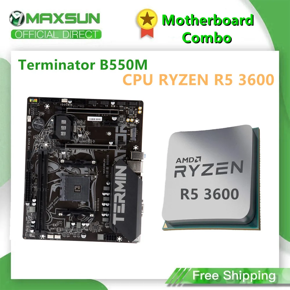 Материнская плата MAXSUN B550M б/у DDR4 M.2 SATA SSD процессор RYZEN R5 3600|Материнские платы| |