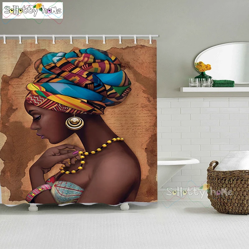 Элегантная африканская черная Женская занавеска с принтом набор для душа