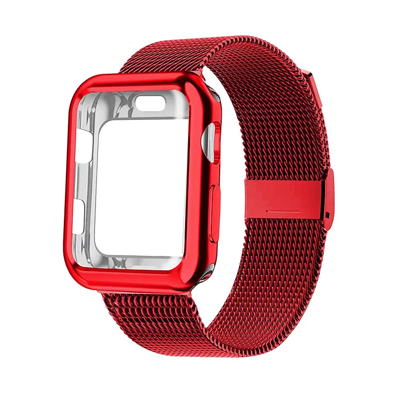 Чехол+ ремешок для Apple Watch Band 44 мм 40 мм iWatch band 42 мм 38 мм браслет из нержавеющей стали Миланская петля Apple watch 5 4 3 2 1 40