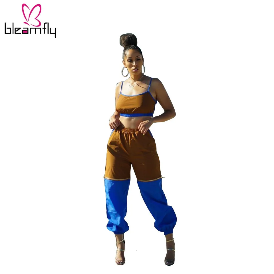 Женский топ на бретельках с открытой спиной и комбинированные штаны комплекты из