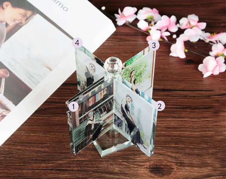 Customized Rotating Windmill Photo Frame Exquisite Crystal Wedding Glowing Frame for Diamond Painting Picture Car Decor Gift New