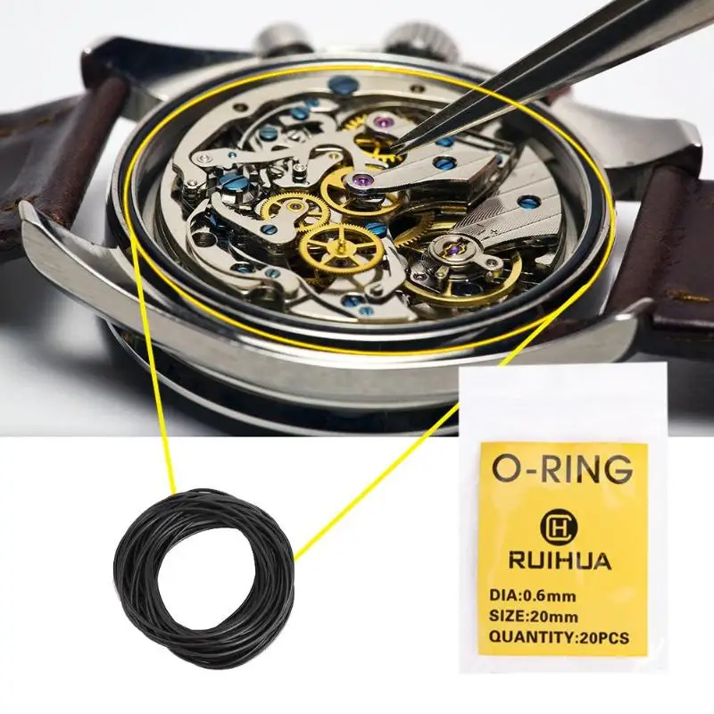 

200pcs 0.5/0.6/0.7mm Rubber O-Rings Waterproof Watch Back Cover Advanced Seal Washers Watch Gaskets Repair Accessories