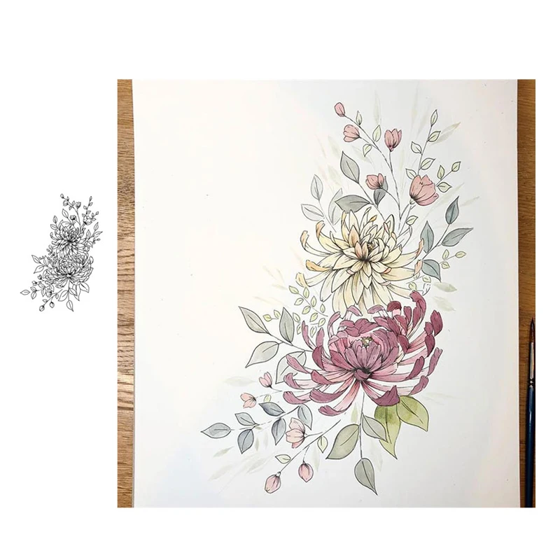 Прозрачные резиновые штампы JC с цветами и листьями лист для скрапбукинга