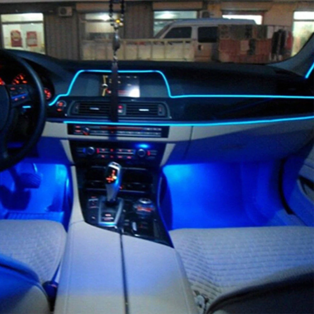 

1Pcs 2M Auto Car Interior Door Centre Console LED Interior Decorative ice Blue Atmosphere Wire Strip Light Lamp Accessories