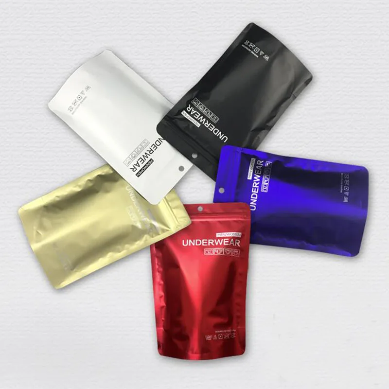 

100 Pcs High Grade Stand up Plastic Underwear Packaging Bag with Zipper, Colorful Reusable Underpants Briefs Showing Window Bag