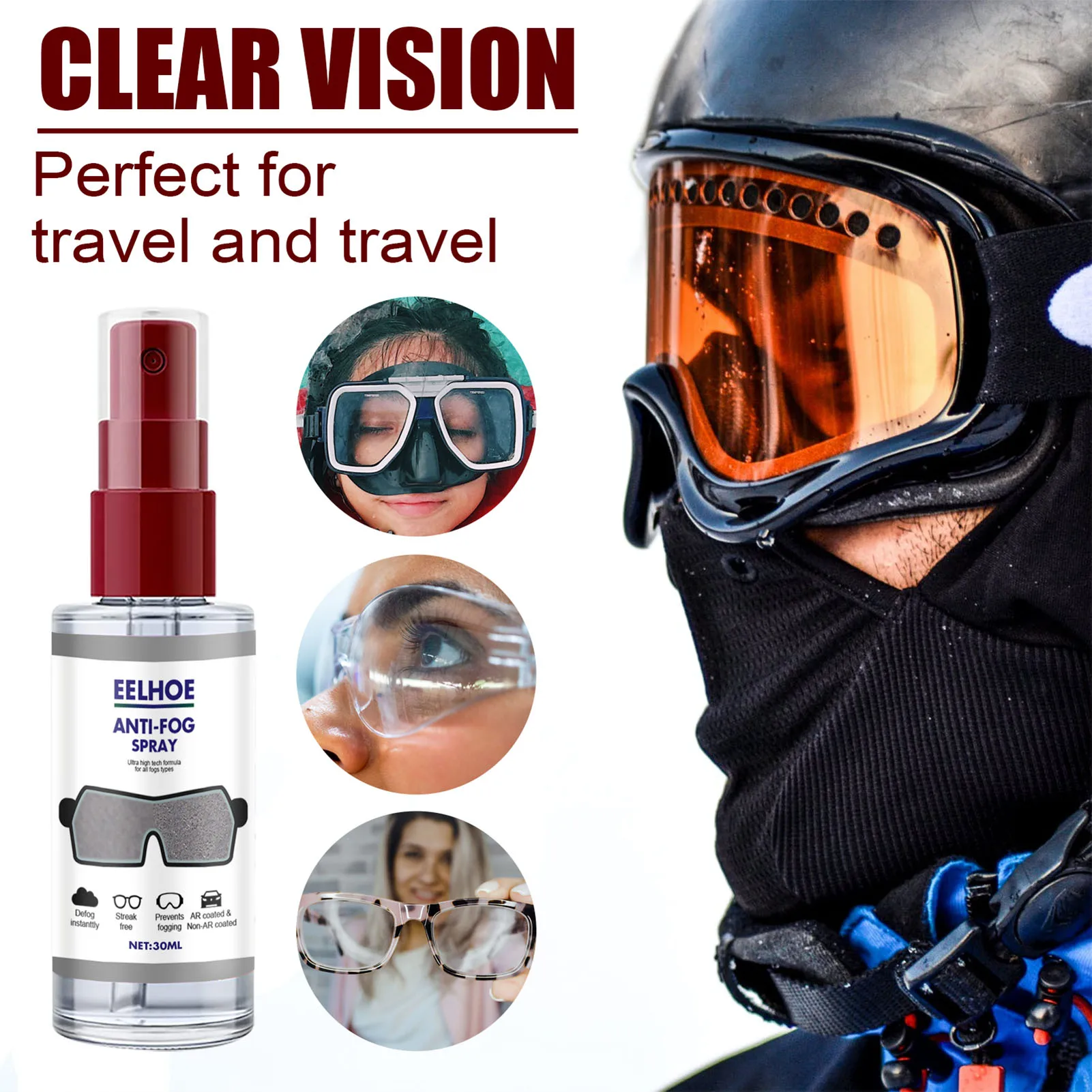 

30ml/60ml/120ml Glasses Anti-fog Effective Powerful Spray Agent for Lenses
